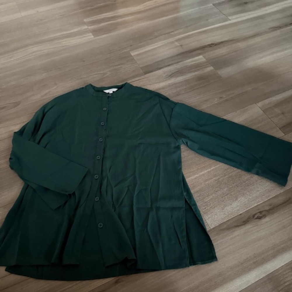 FARES Emerald Green Matching Button Down Shirt Flowy Maxi Skirt Set - Picture 2 of 9